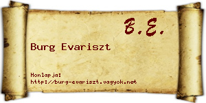 Burg Evariszt névjegykártya